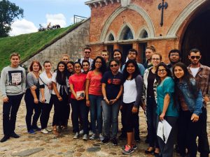 NSLI-Y students and language partners outside Dinaburg Fortress